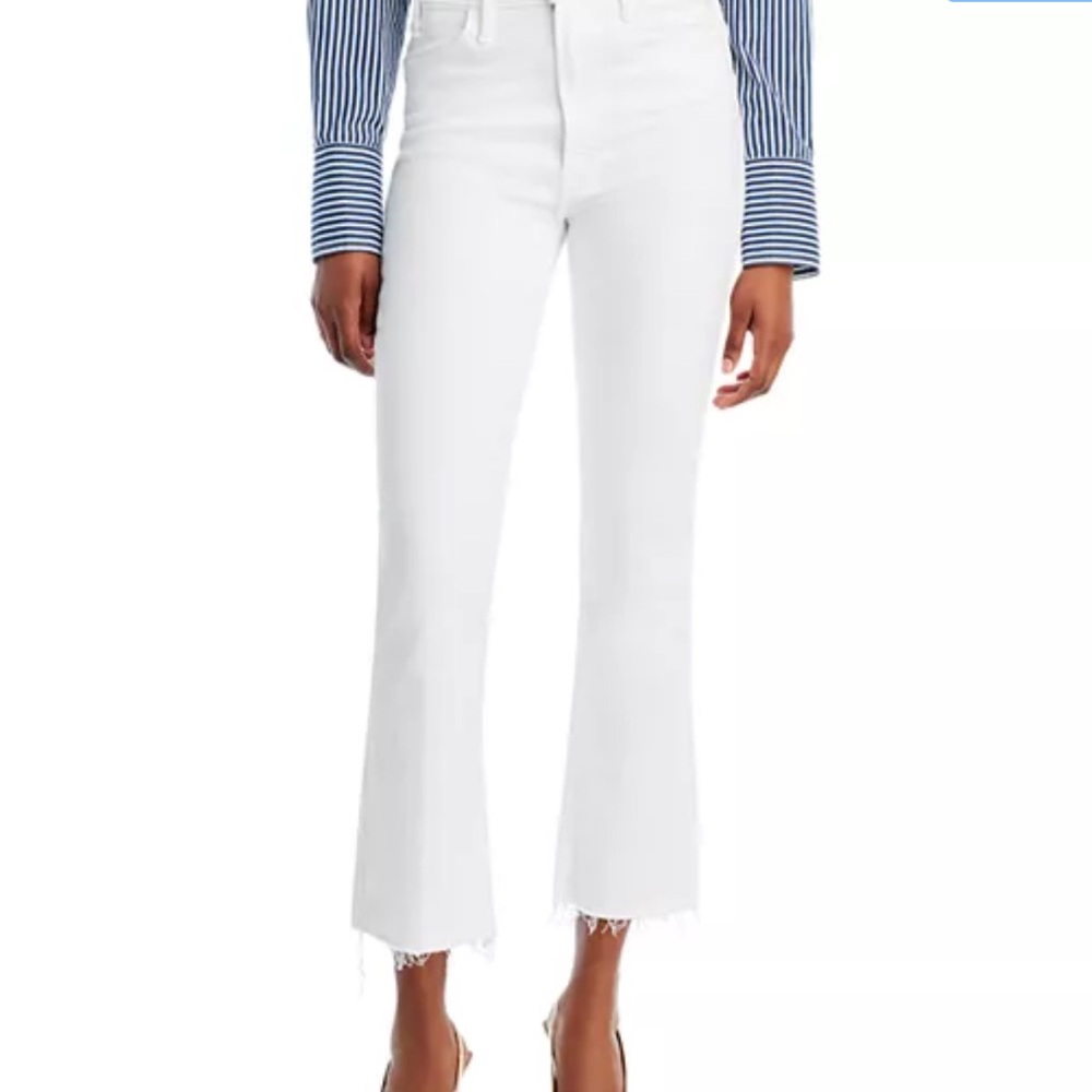 MOTHER The Hustler Ankle Fray White Jeans - Picture 5 of 10